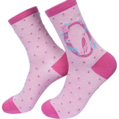 Calzini da donna in bambù - Rosa, alfabeto O