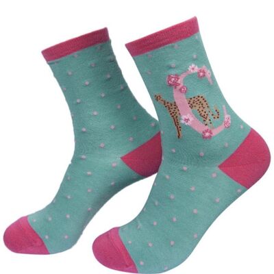 Chaussettes Alphabet en Bambou pour Femmes Initiales C Chaussettes Fantaisie Floral Animal