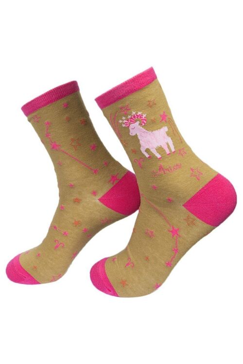 Womens Bamboo Socks Aries Horoscope Starsign Zodiac Constellation Ankle Socks