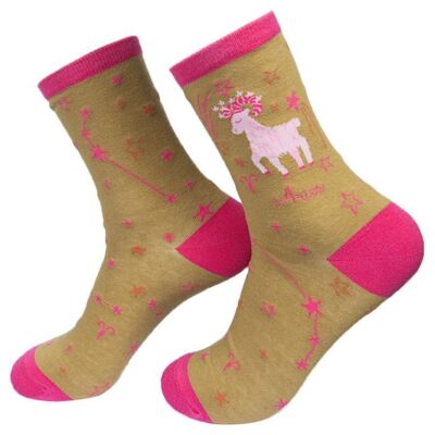 Chaussettes en bambou pour femmes Bélier Horoscope Starsign Zodiac Constellation Socquettes