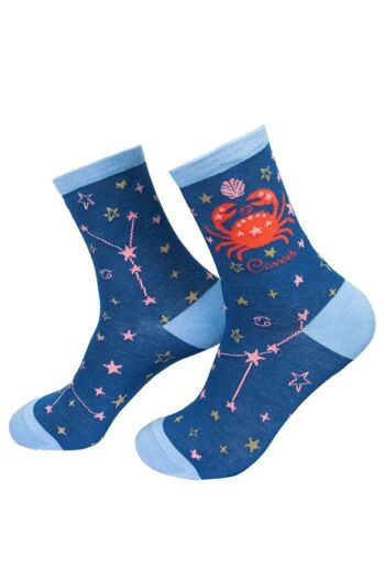Chaussettes en bambou pour femmes Cancer Horoscope Starsign Zodiac Constellation Socquettes 1
