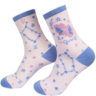 Chaussettes en bambou pour femmes Horoscope Gémeaux Starsign Zodiac Constellation Socquettes