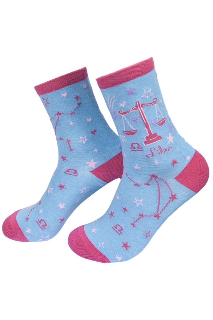Damen-Socken aus Bambus, Waage, Horoskop, Sternzeichen, Sternbild, Sternbild