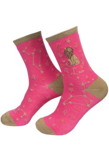 Chaussettes en bambou pour femmes, chaussettes de cheville, Horoscope Lion, signe du zodiaque, Constellation 1