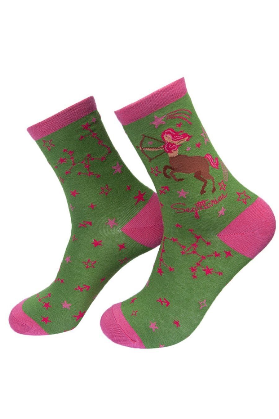 Damen-Socken aus Bambus, Schütze, Horoskop, Sternzeichen, Sternbild, Söckchen