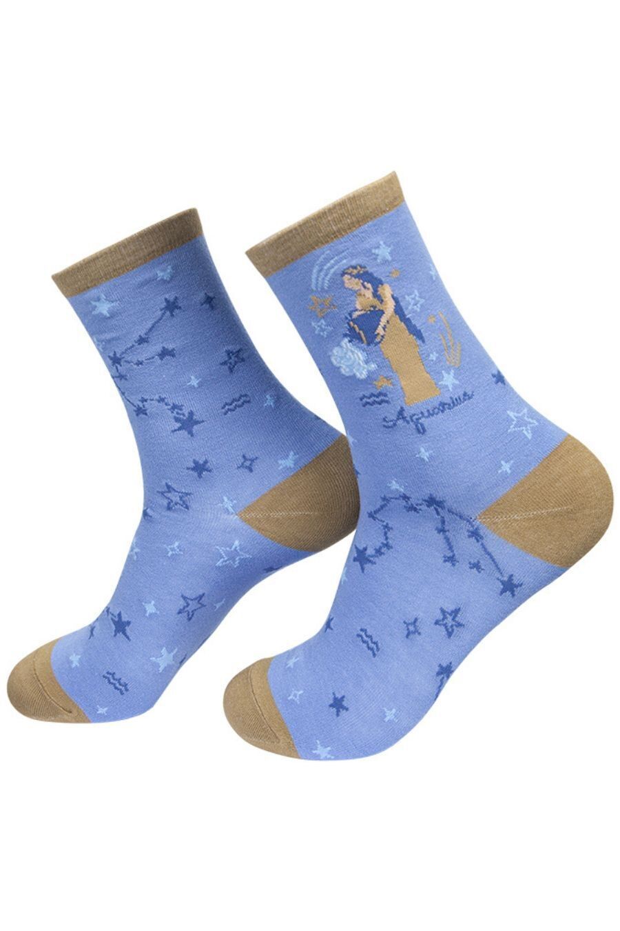 Damen-Socken aus Bambus, Wassermann, Horoskop, Sternzeichen, Sternbild, Söckchen