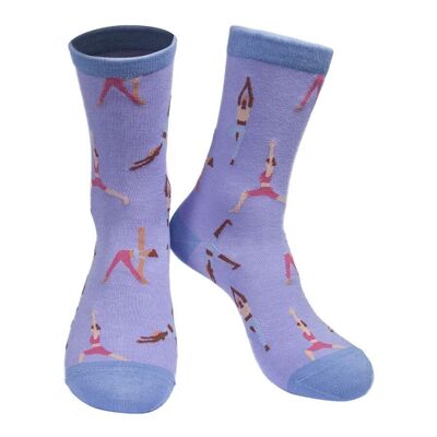 Lilafarbene Yoga-Socken aus Bambusmischung