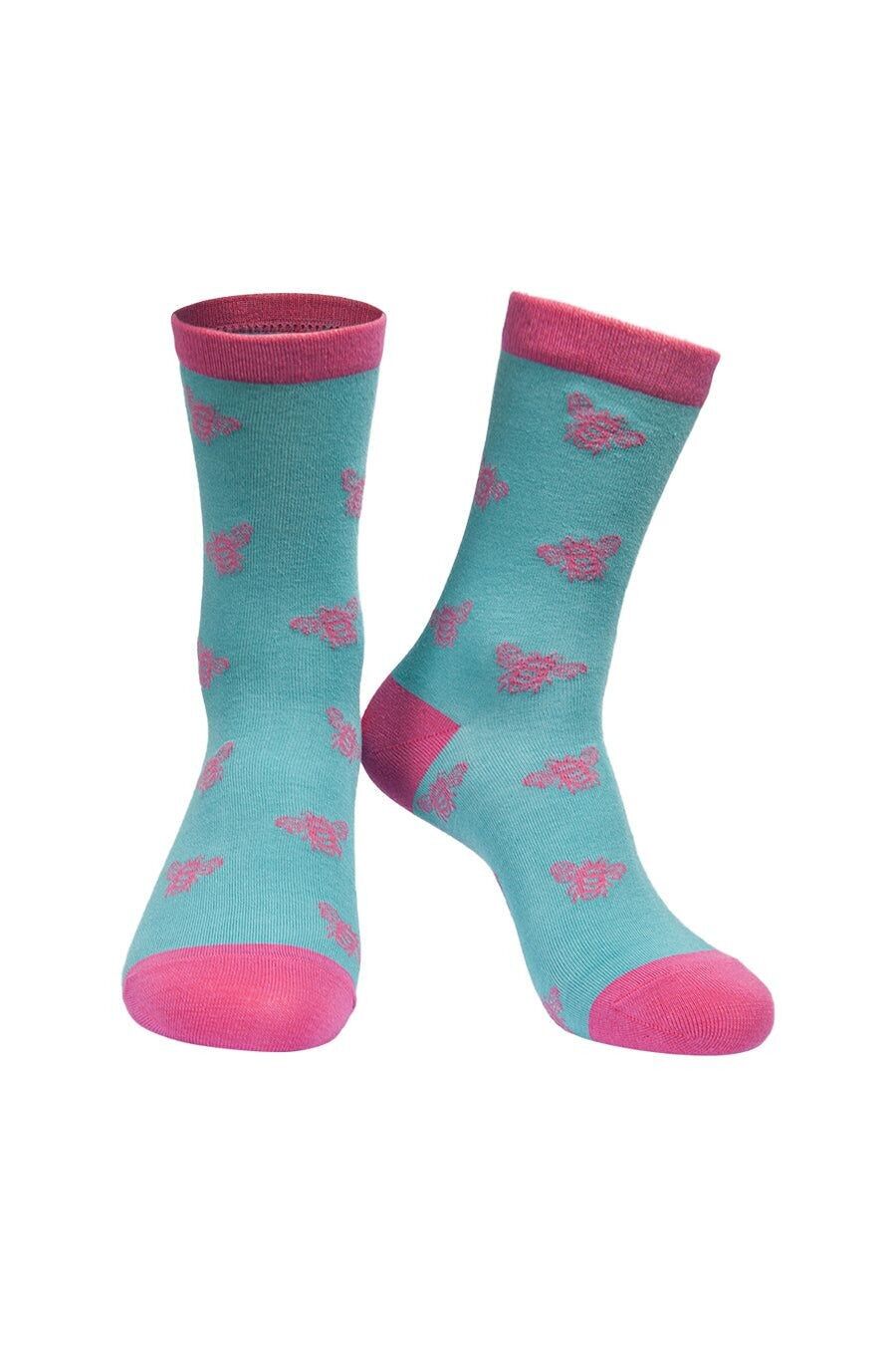 Damen Bambus Bienensocken Hummeln Söckchen Neuheit Grün Rosa