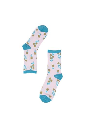 Chaussettes En Bambou Chaussette À Petites Fleurs Fleurs Sauvages Rose 2