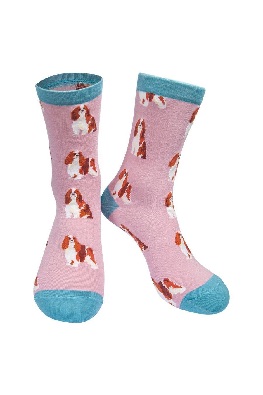 Damen-Hundesocken aus Bambus, Cavalier King Charles Spaniel, Rosa