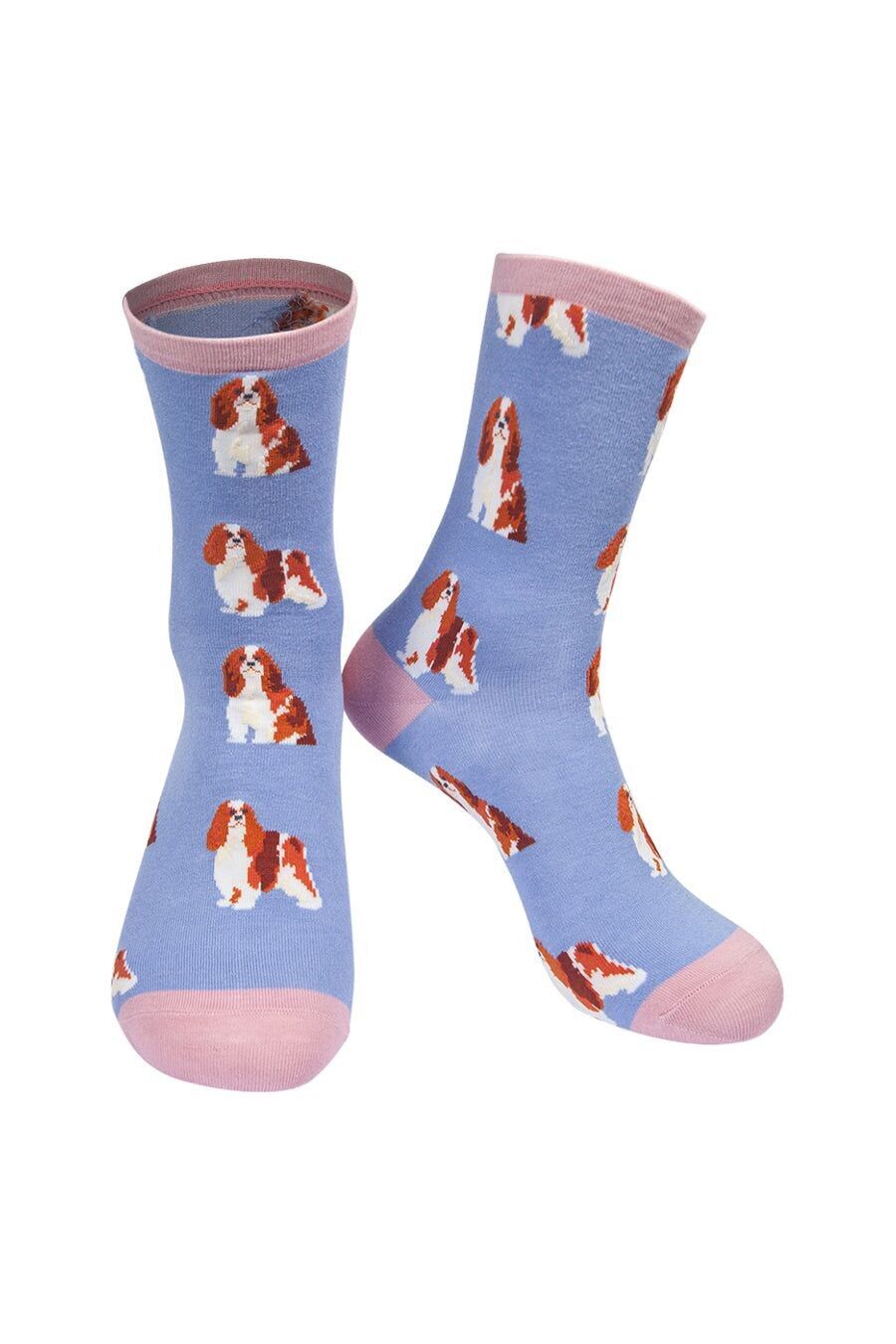 Damen-Hundesocken aus Bambus, Cavalier King Charles Spaniel, Flieder