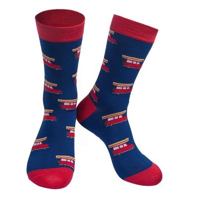 Mens Bamboo Socks Novelty Cars Vans Socks Navy Blue