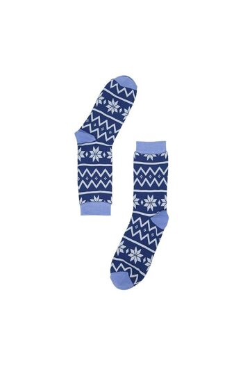 Chaussettes en bambou pour hommes motif Fair Isle chaussettes de Noël fantaisie bleu 2