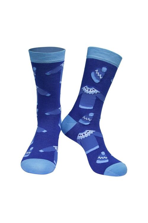 Mens Bamboo Socks Christmas Socks Xmas Jumper Novelty Sock Blue
