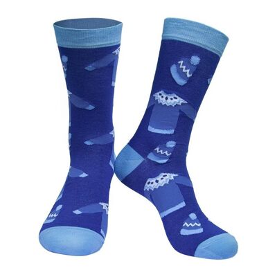 Mens Bamboo Socks Christmas Socks Xmas Jumper Novelty Sock Blue