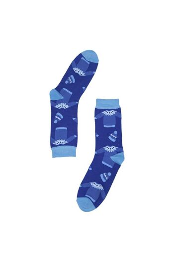 Chaussettes en bambou pour hommes Chaussettes de Noël Pull de Noël Chaussettes fantaisie Bleu 2