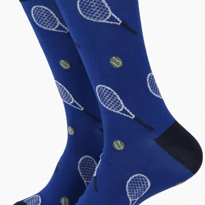 Calcetines de tenis de bambú para hombre Calcetines deportivos novedosos azul