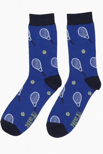 Chaussettes de tennis en bambou pour hommes Chaussettes de sport fantaisie Bleu 2