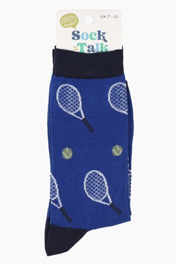 Chaussettes de tennis en bambou pour hommes Chaussettes de sport fantaisie Bleu 3