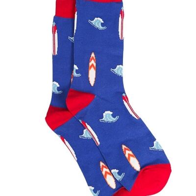 Herren-Bambussocken, Surf-Sportsocken, neuartige Surf-Kleidersocken, Blau