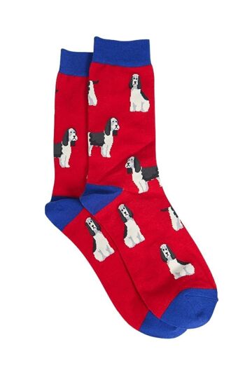 Chaussettes pour chien en bambou pour hommes, chaussettes habillées fantaisie pour épagneul, rouge 1