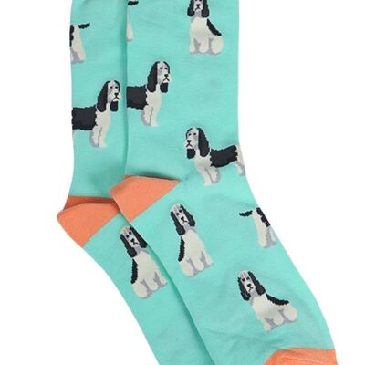 Herren Bambus Hundesocken Spaniel Neuheit Kleidersocken Grün