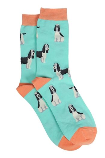 Chaussettes pour chien en bambou pour hommes, chaussettes habillées fantaisie pour épagneul, vert 1