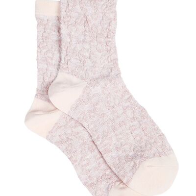 Rosa Glitzer-Socken für Damen, Leopardenmuster, glitzernde Söckchen, schimmernd