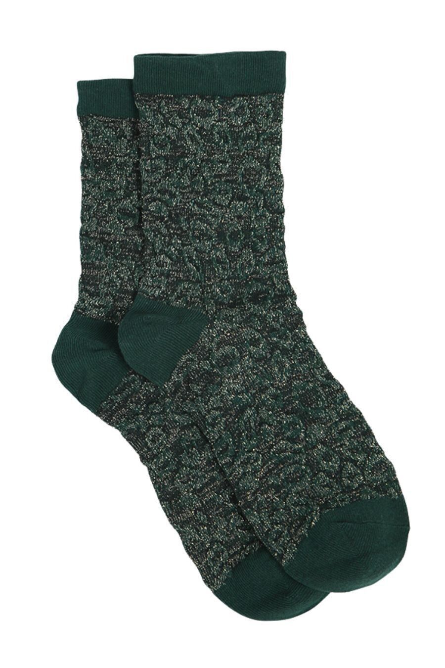Glitzersocken für Damen, Söckchen mit Leopardenmuster, glitzerndes Schimmergrün