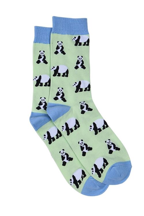 Mens Bamboo Socks Panda Novelty Dress Socks Animal Socks Green Blue
