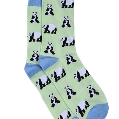 Mens Bamboo Socks Panda Novelty Dress Socks Animal Socks Green Blue