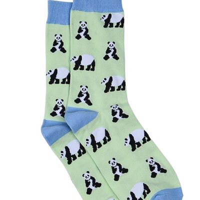 Calcetines de bambú para hombre Panda novedad calcetines de vestir calcetines de animales verde azul