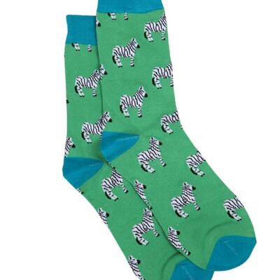 Mens Bamboo Socks Zebra Print Animal Novelty Dress Socks Green