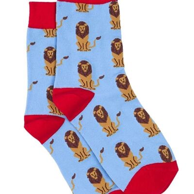 Calcetines de bambú para hombre Calcetines de animales de león Calcetines de vestir novedosos Azul Rojo