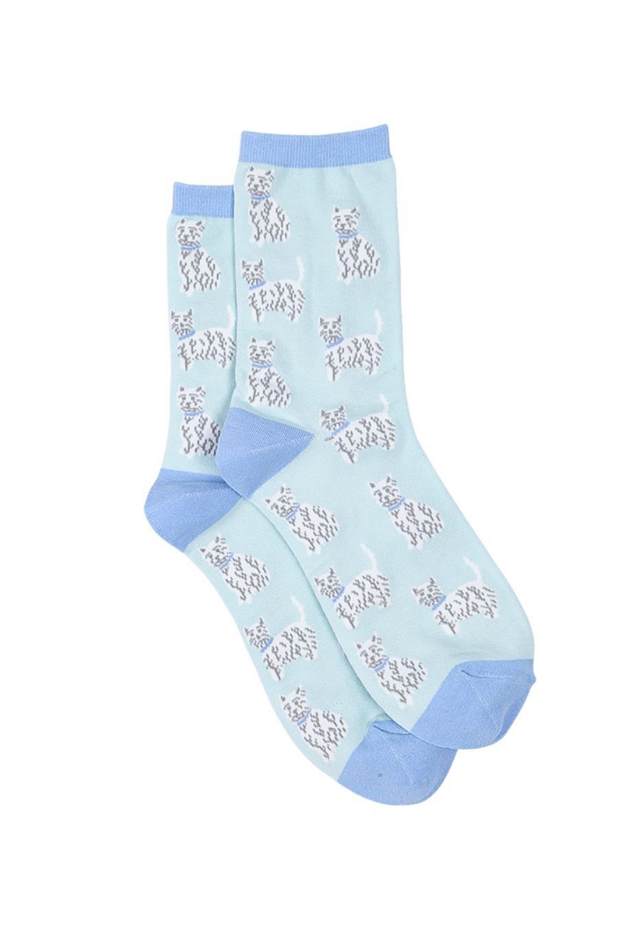 Damen Bambus Hundesocken Scottie Dog Westie Highland Terrier Print Grün