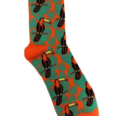 Grün-Orange Tukan-Socken für Herren