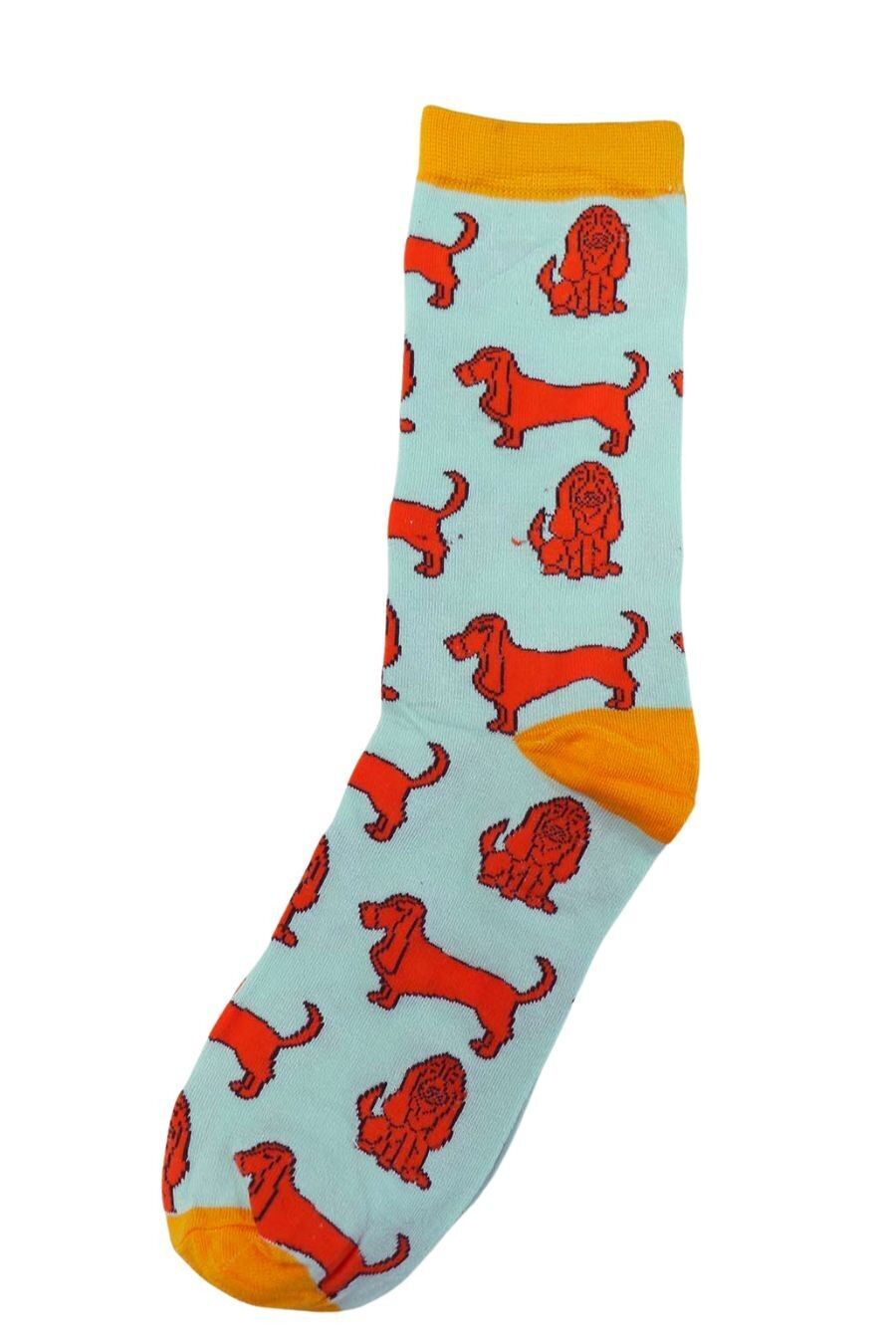 Bambussocken für Herren - Blau, Basset Hound