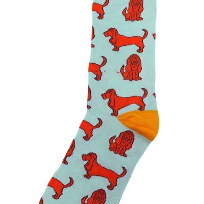 Mens Bamboo Dog Socks Bassett Hound Novelty Dress Socks