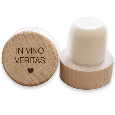 Tapón de vino de madera grabado reutilizable In vino veritas