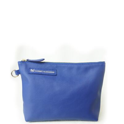 Sapphire Blue Smooth Leather Clutch Bag