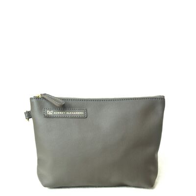 Opal Grey Smooth Leather Clutch Bag