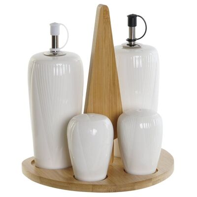 HUILE VINAIGRE POT SET 5 BAMBOU PORCELAINE 18X15X20 PC207779