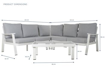 ENSEMBLE DE 4 CANAPÉS ALUMINIUM POLYESTER 212X212X86 GRIS MB192577 6