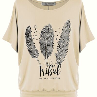 Van Der Rich ® - Camiseta extragrande estampada con manga de murciélago - Mujer