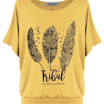 Van Der Rich ® - Camiseta extragrande estampada con manga de murciélago - Mujer