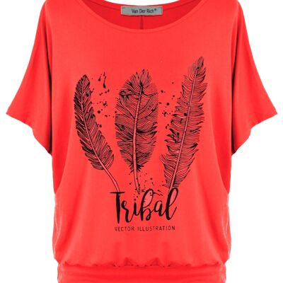 Van Der Rich ® - T-shirt stampata oversize con maniche a pipistrello - Donna