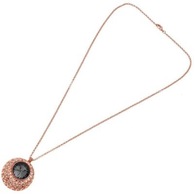 Necklace Bronze Rose Gold W/Glitter Silver.And Rhinestones