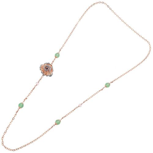 Collana Bronzo Oro Rosa,Glitter Ag,Agata,Cri,