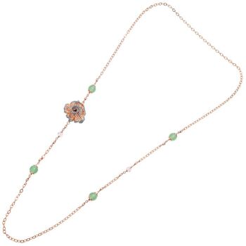 Collier Bronze Or Rose, Glitter Ag, Agate, Cri,