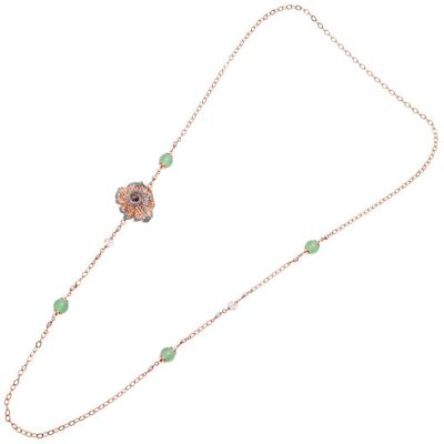 Necklace Bronze Rose Gold, Glitter Ag, Agate, Cri,